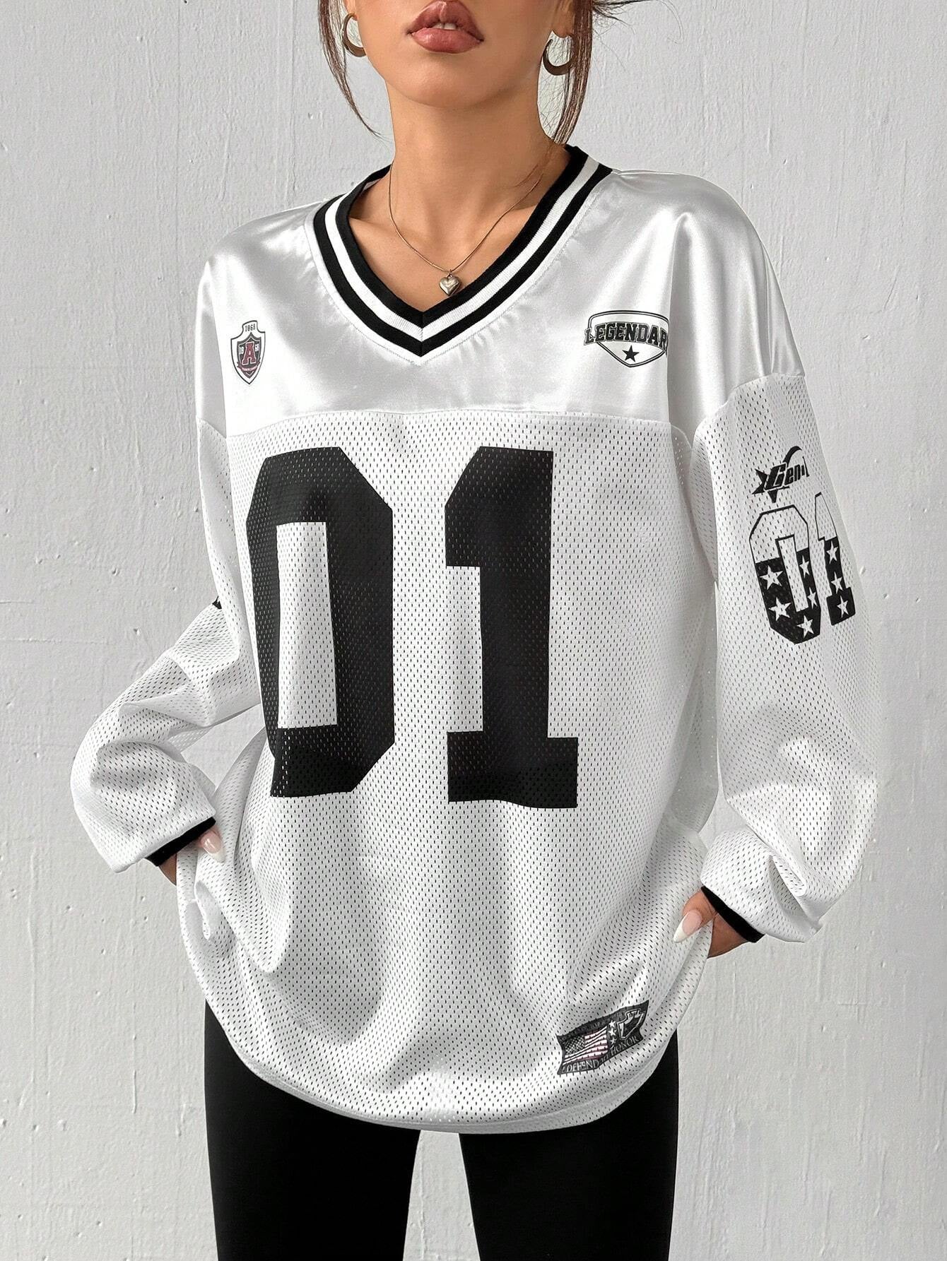 Dopamine Digital Printed Loose Long Sleeves Women's Top