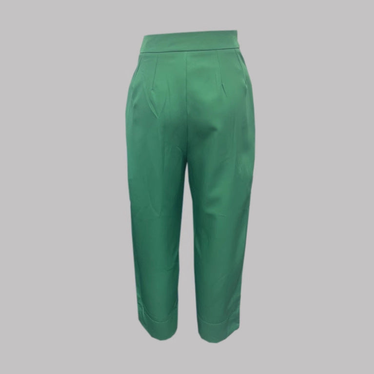 Elegant Fashion Temperament Leisure Long-sleeved Green Jumpsuit