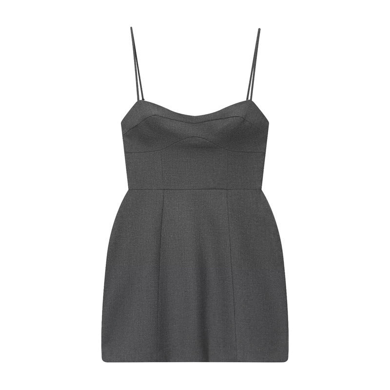 Women's Waist Trimming Spaghetti Straps Short Dress