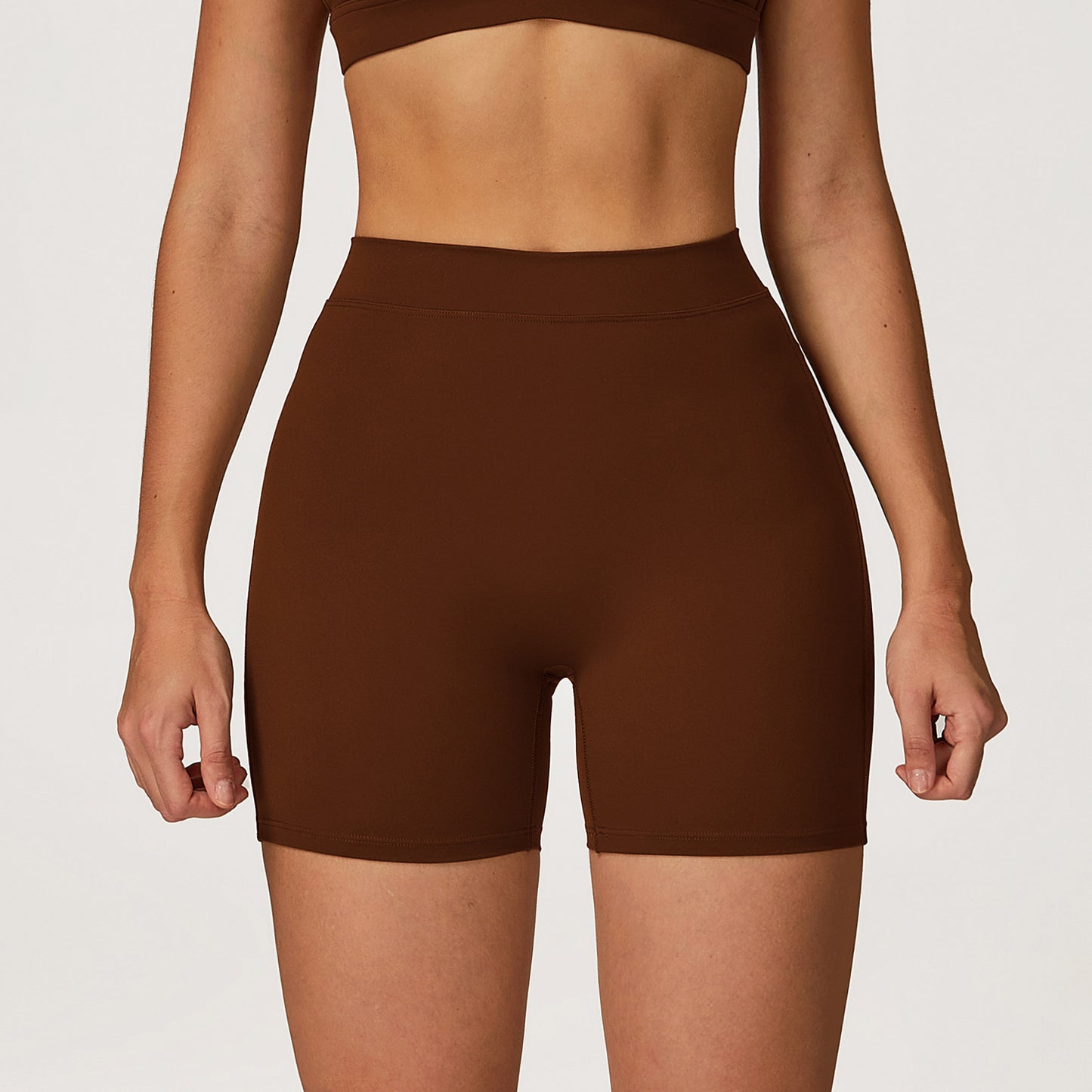 Cross-border European And American Brushed High Waist Tight Peach Bum Lift Shorts
