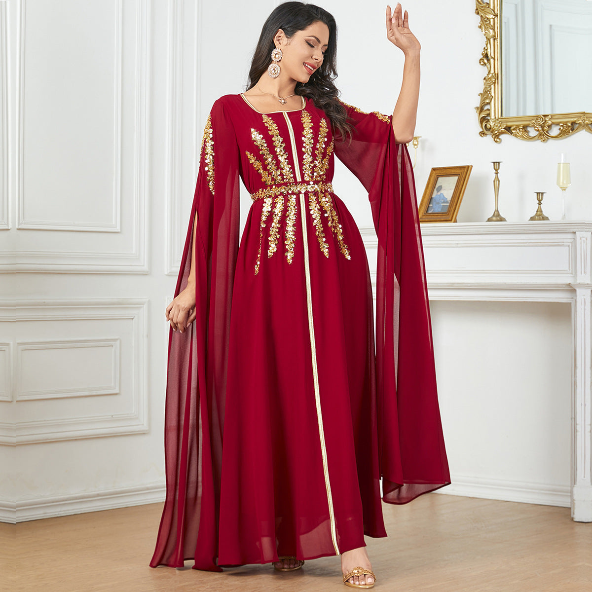 Arab Women's Robe Super Long Sleeve Muslim Dress