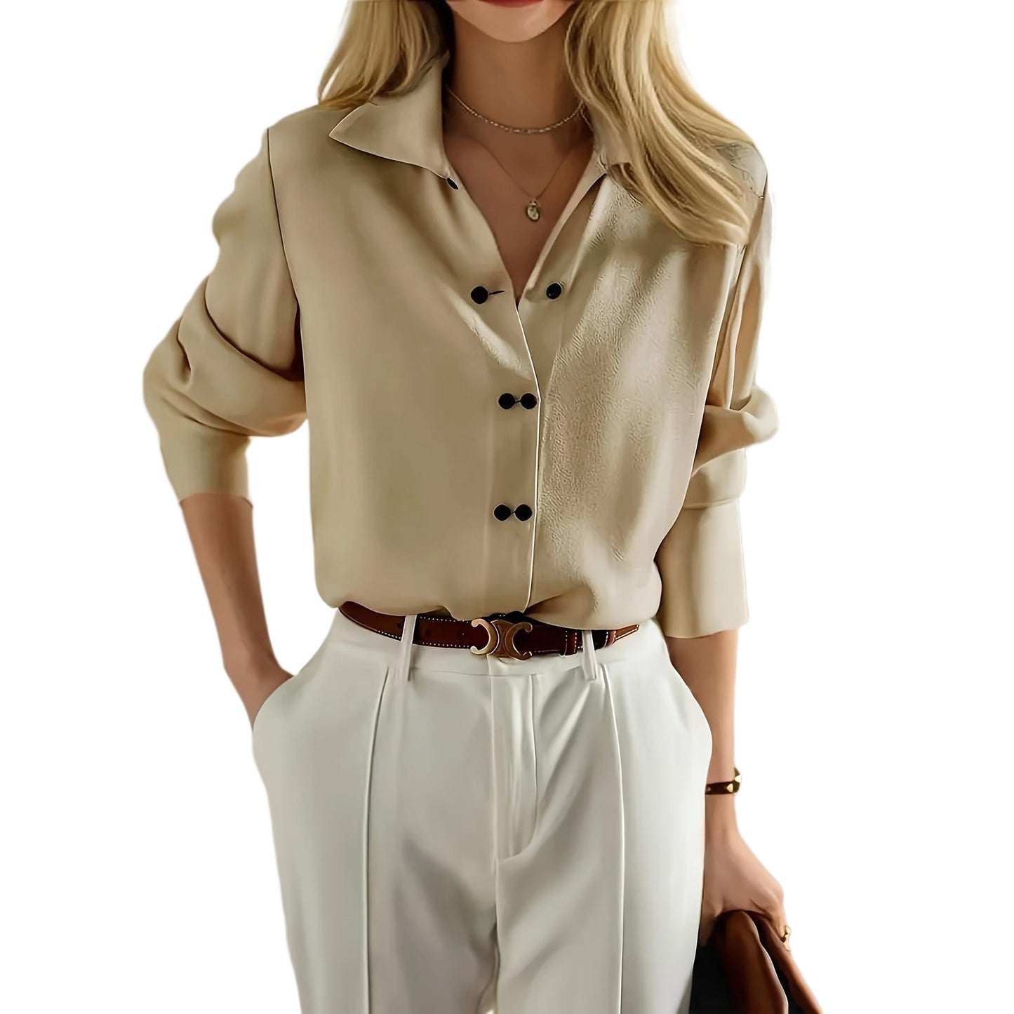 Pleated Elegant Long Sleeve Top Women