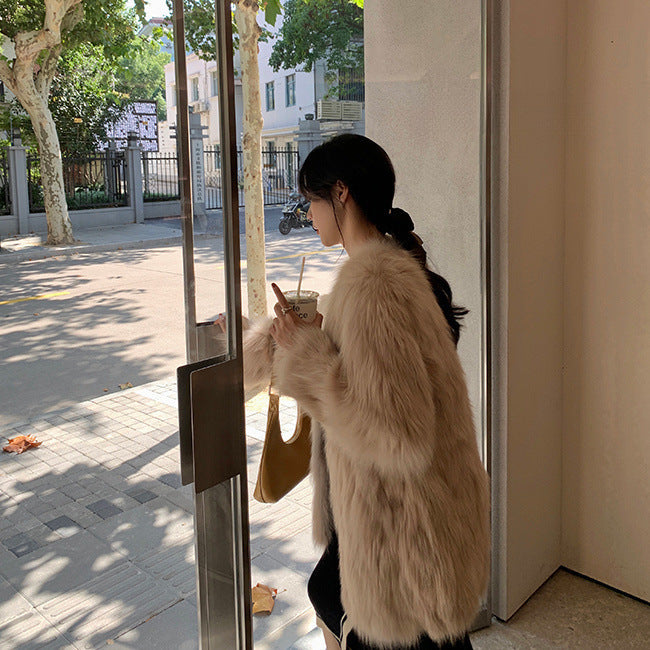Fashion Fur Young Women Slimming Coat