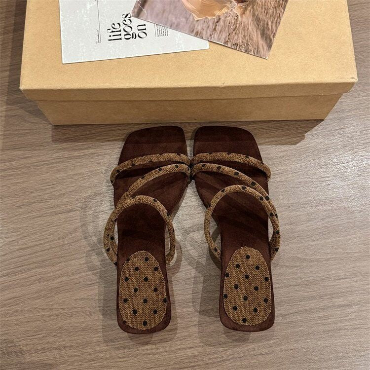 French Polka Dot Wedge Slide Sandals For Women, 2026 Summer New Arrival High Heels, Elegant Slim-fit Gentle Style Outdoor Sandals