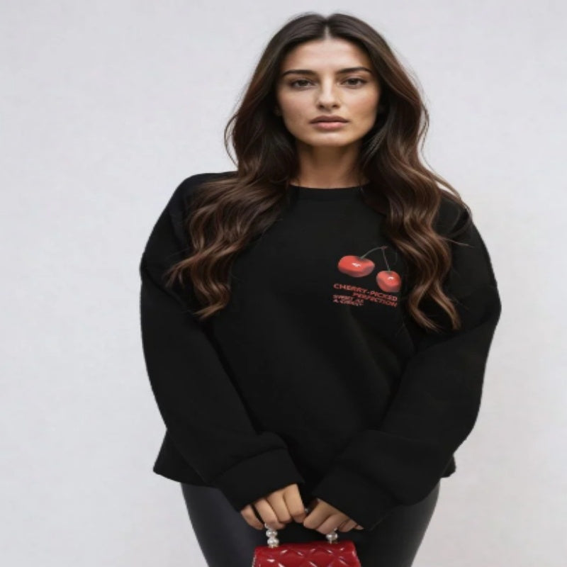 Women's Round Neck Print Long Sleeves Sweater