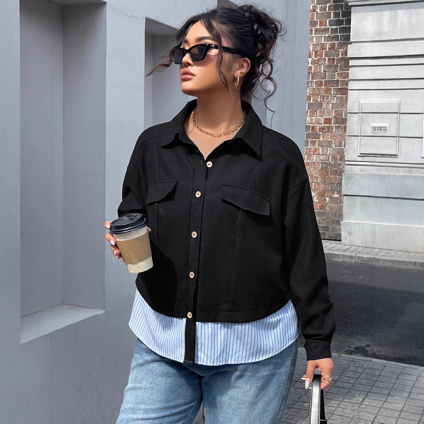 Patchwork Stripes Design Sense Fashionable Jacket