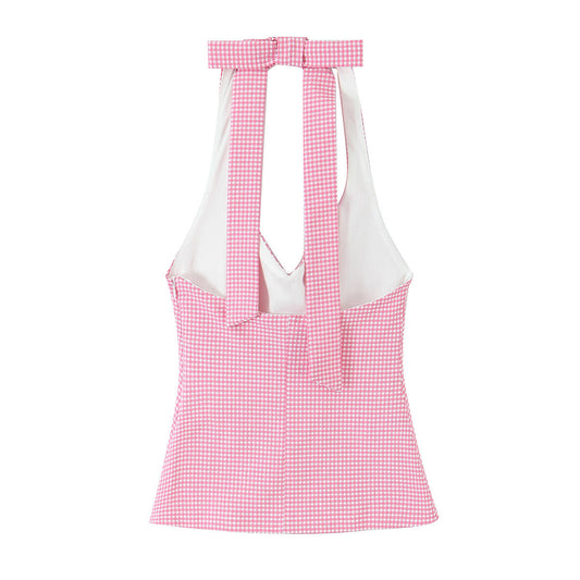 Autumn New Sweet And Spicy Style Slim-fit Hanging Collar Top