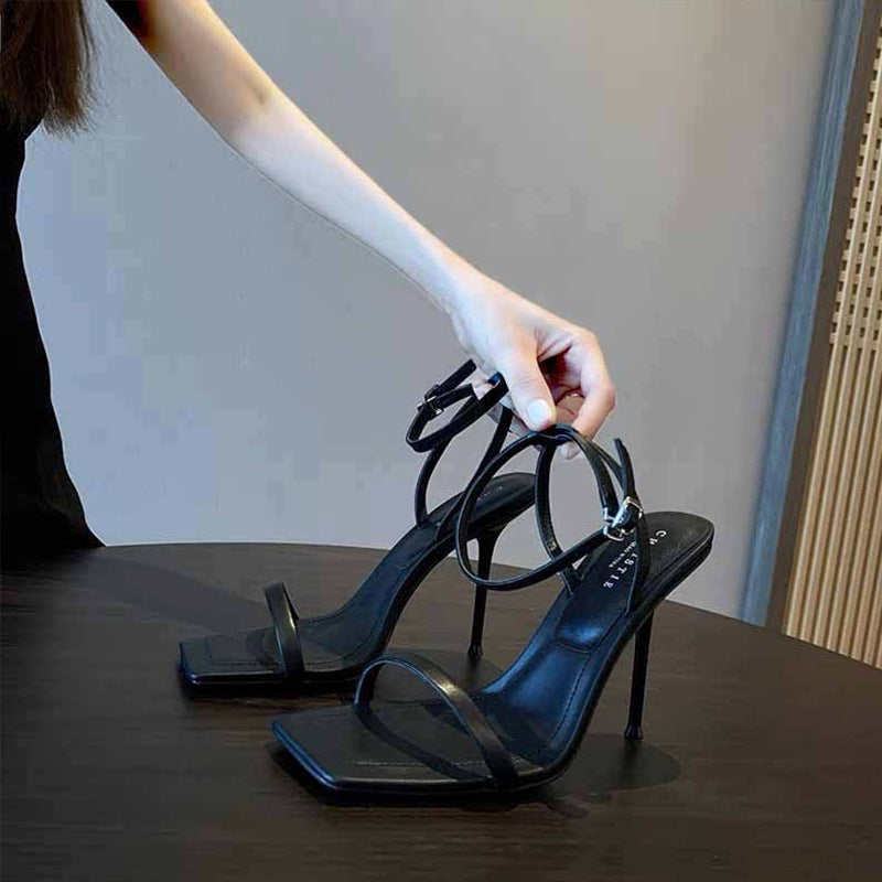 Black High-heeled Sandals Women's Summer Style