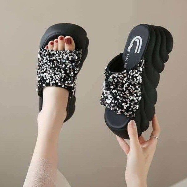 Women's Platform Slide Sandals Summer Outdoor 2026 New Simple Versatile Height Increasing Slip-on Sandals Vacation Casual Wedge Slides