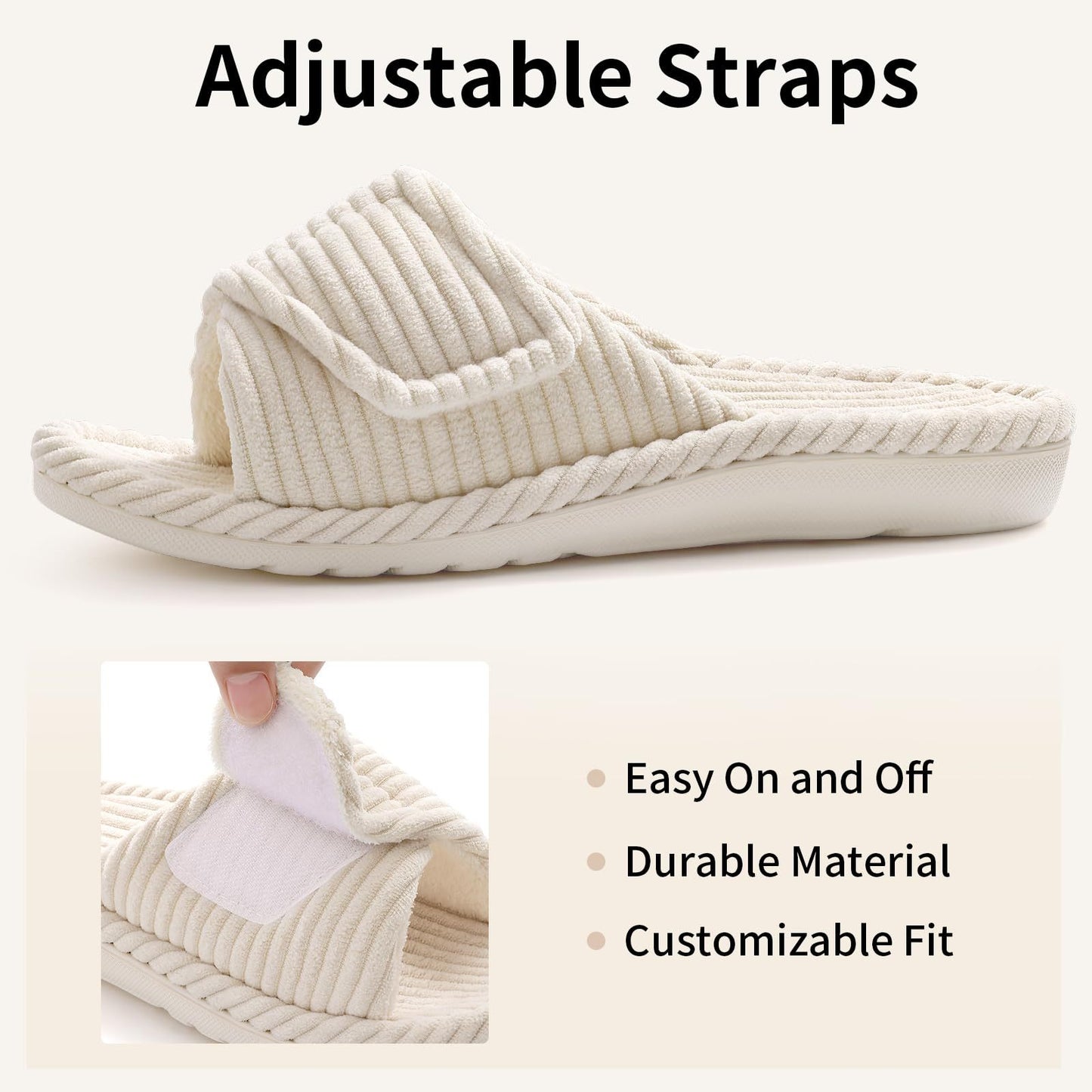 Corduroy Velcro Bottom Cold-Set Womens Arch Support Slippers