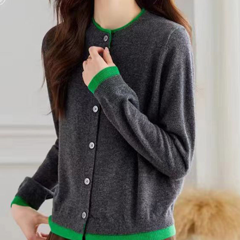 Idle Style Contrast Color Sweater Female Early Autumn Retro College
