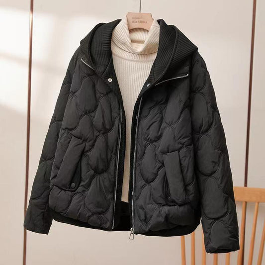 Women's Short Hooded Down Jacket, Two-piece Loose-fitting, Fashionable, Thickened Cotton-padded Jacket