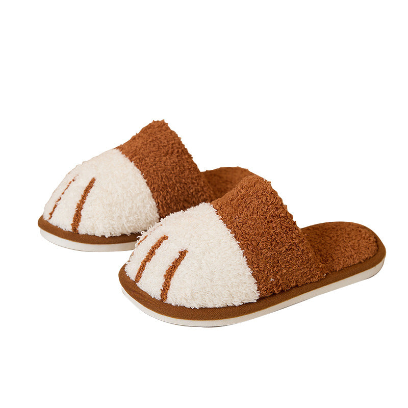 Cute Cartoon Cat Paw Plush Slippers For Home