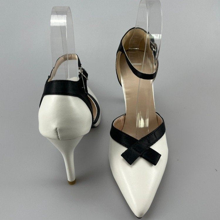 French Elegant Pointed Toe Bow High Heels