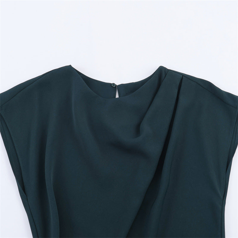 Women's Simple Stitching Midi Skirt Dress