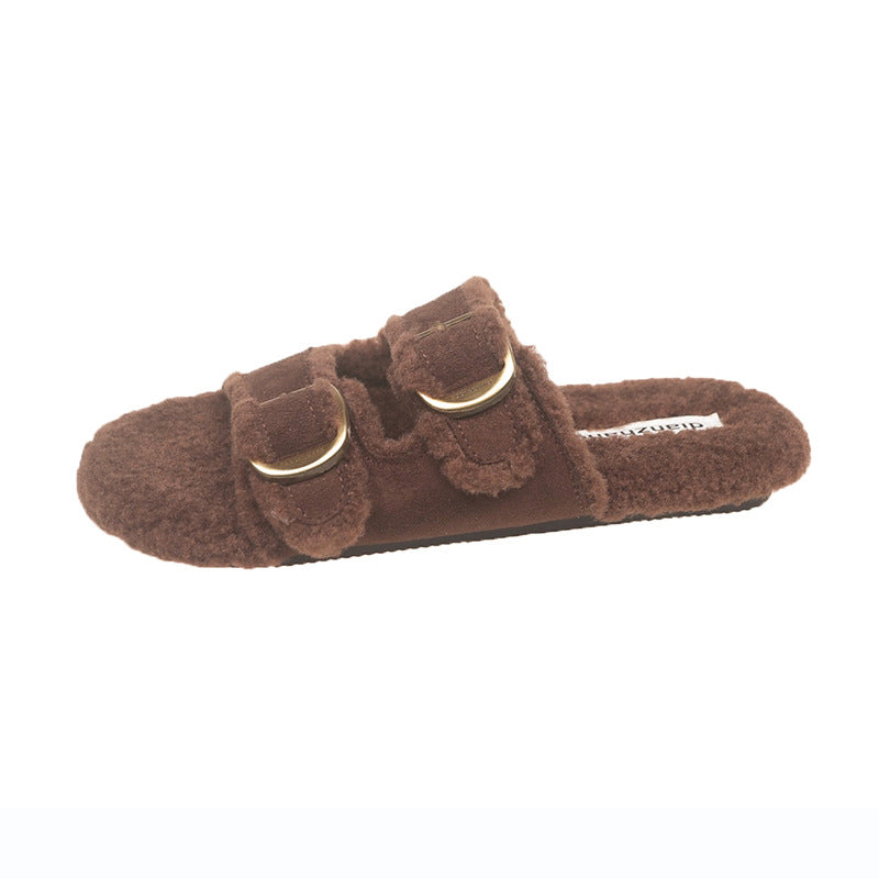 Flat Soled Lambswool Birkie Slippers For Women