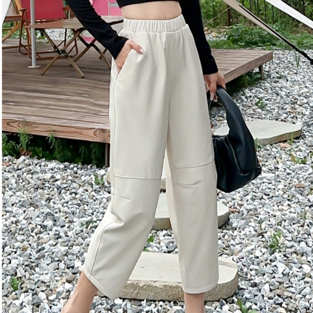 Women's Casual Simple All-match Leather Wide-leg Trousers
