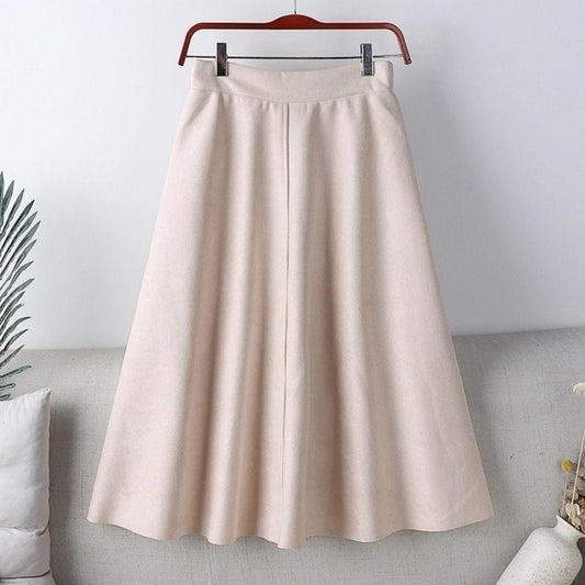 High Waist Slimming Mid-length Retro A- Line Large Hem Umbrella Skirt