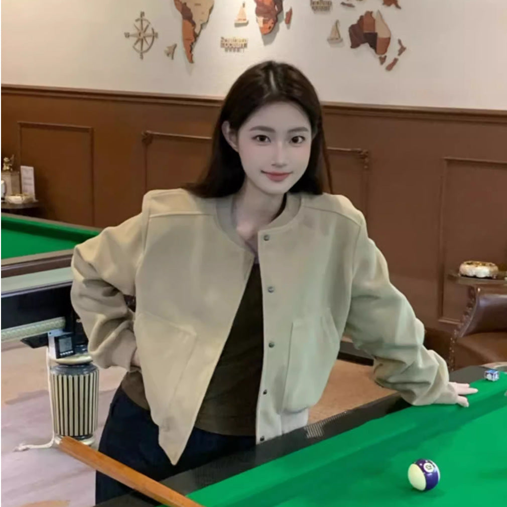 Retro Short Baseball Jacket Women's Niche Loose Casual