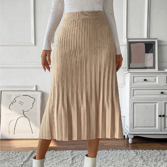 New Pure Color All-matching Slim Fit Women's Skirt