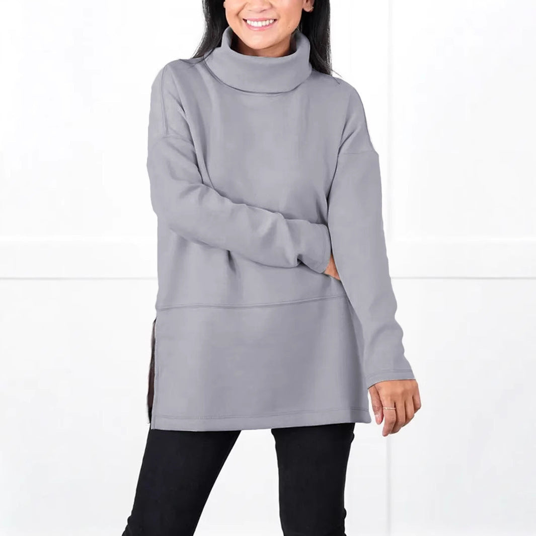 Large Size Multicolor Minimalism Turtleneck Top