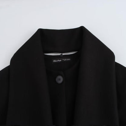 Elegant Blended Textile Scarf Overcoat Coat