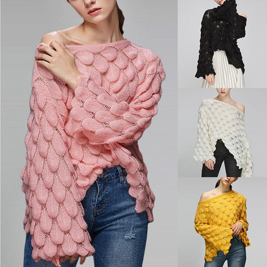 Round Neck Thin Bell Sleeve Pullover