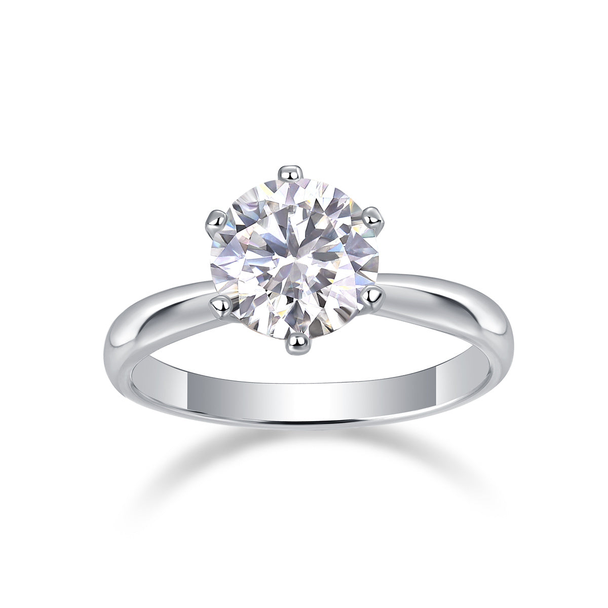 Classic Six-Prong Moissanite Wedding Ring in S925 Silver