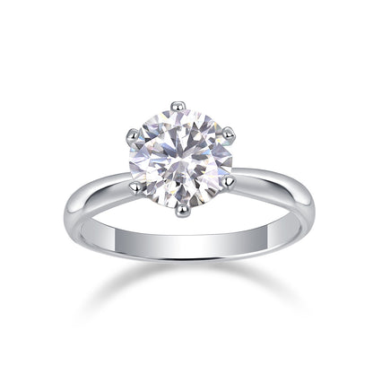 Classic Six-Prong Moissanite Wedding Ring in S925 Silver