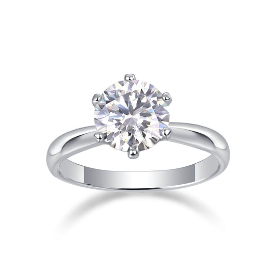 Classic Six-Prong Moissanite Wedding Ring in S925 Silver