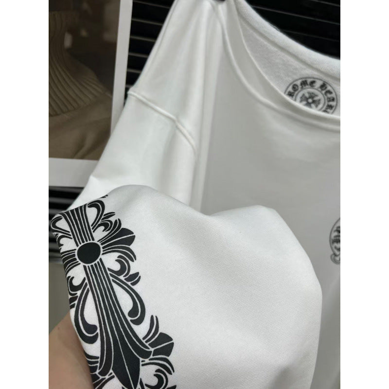 Sanskrit Letter Pattern Round Neck Loose Sweatshirt