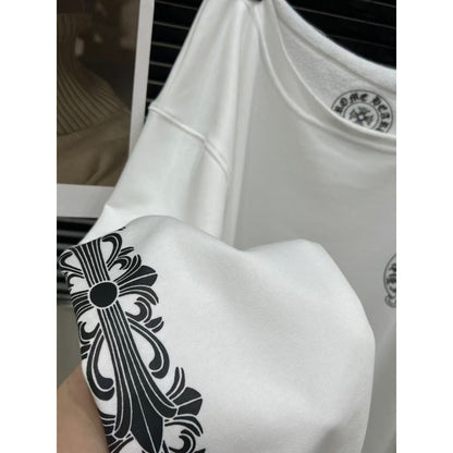 Sanskrit Letter Pattern Round Neck Loose Sweatshirt