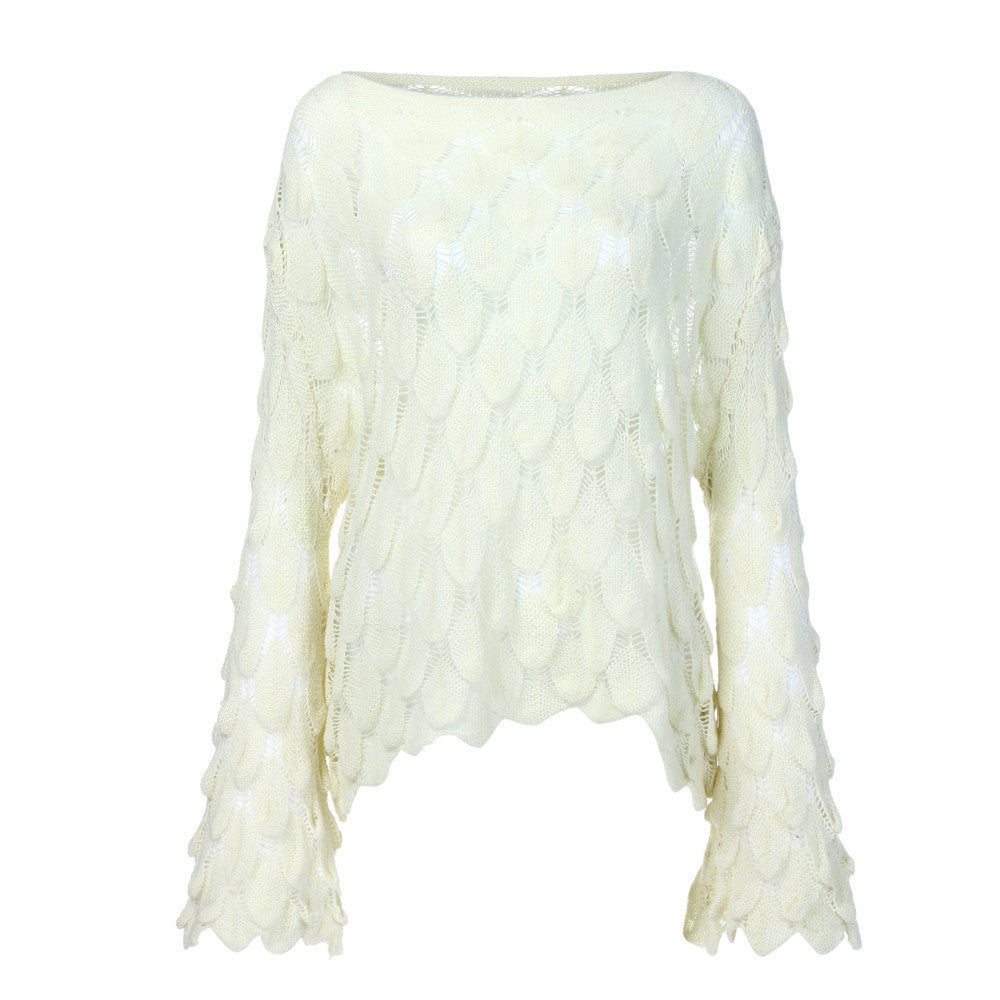 Round Neck Thin Bell Sleeve Pullover