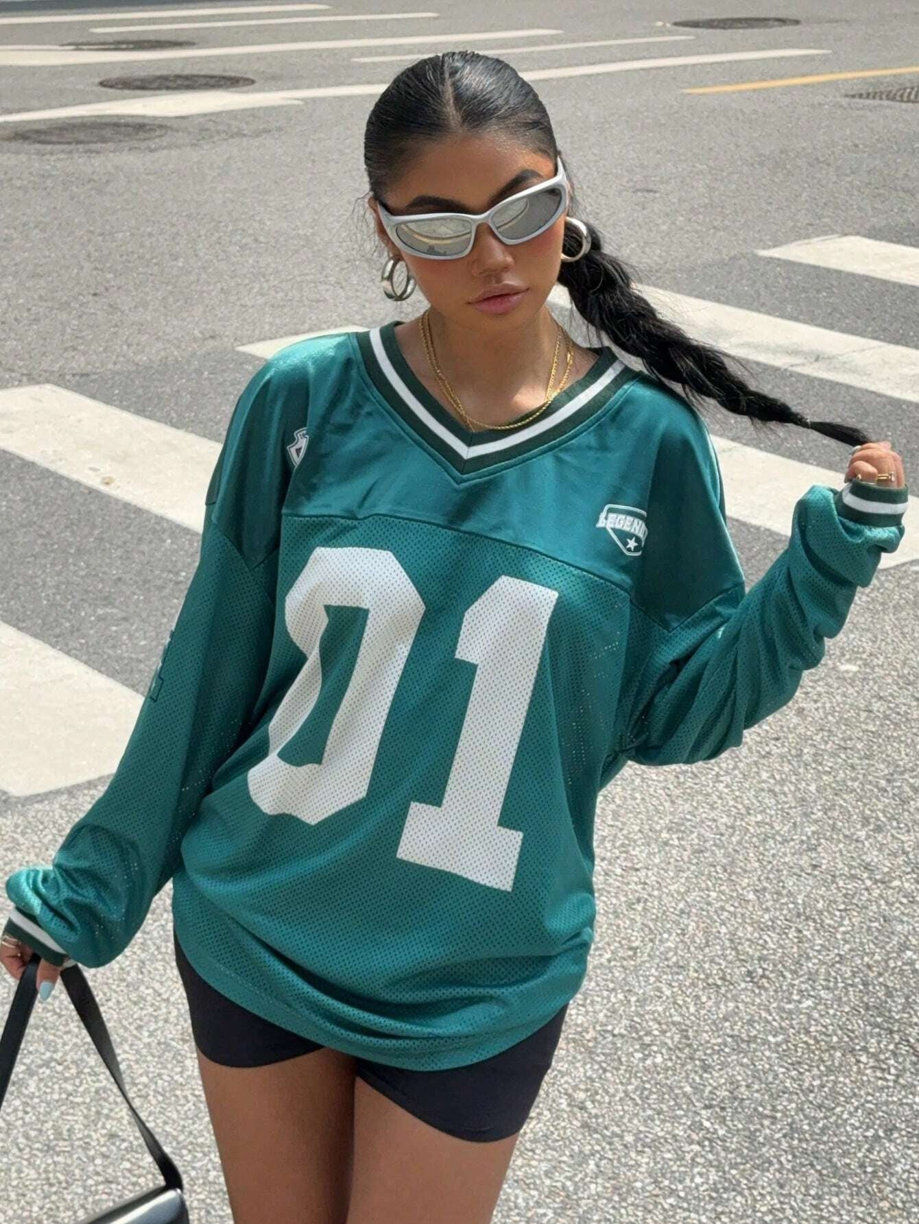 Dopamine Digital Printed Loose Long Sleeves Women's Top