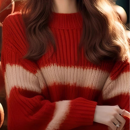 Soft Glutinous Idle Style Loose Red Younger Knitwear