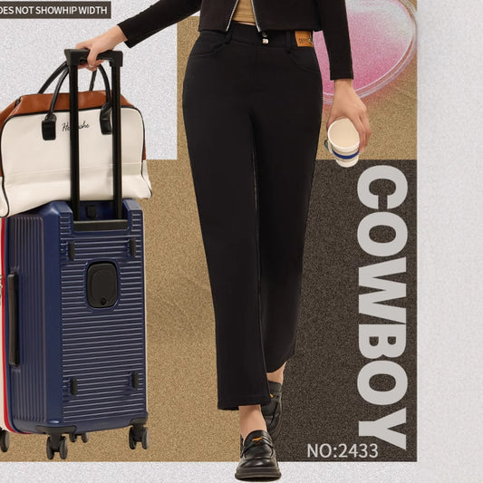 Denim Woollen Trousers Warm Thickened Inner Urban Style Cigarette Pants