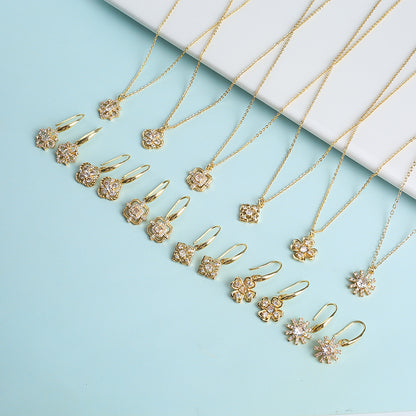 Micro-inlaid Crystal Zircon Inlaid Three-piece Set