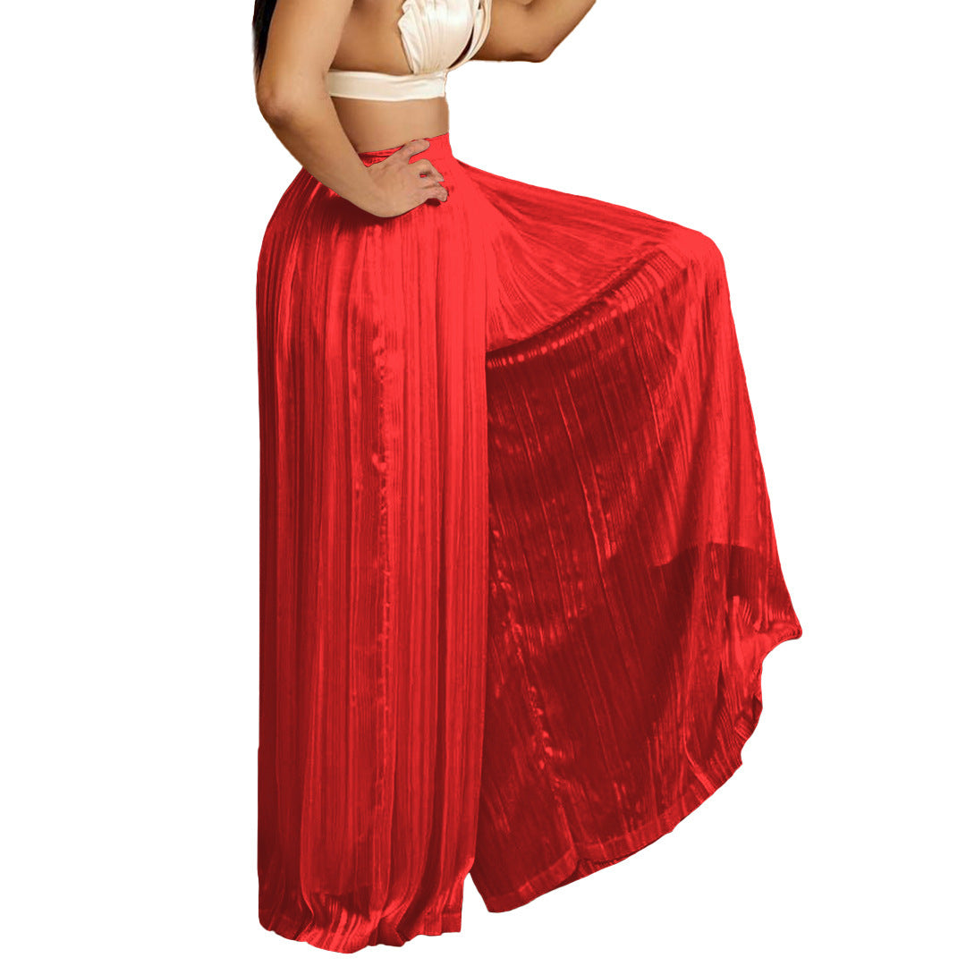 Women's Solid Color Casual Loose Pleated Wide-leg Trousers