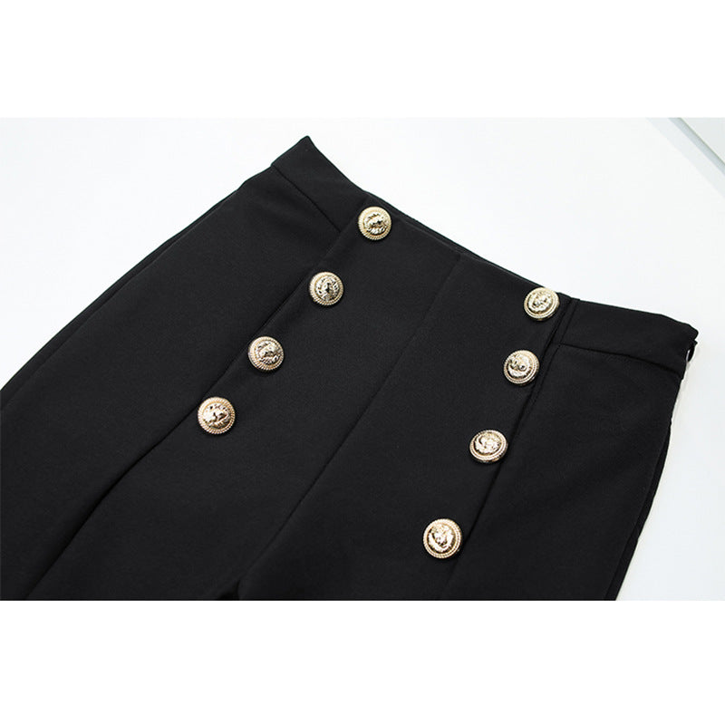 Skinny Pants Cropped Waist Slimming Black And White High Waist Slimming