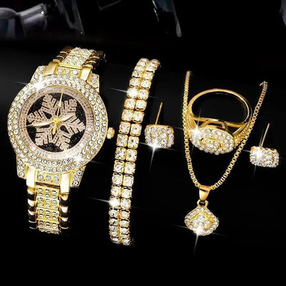 Snowflake Rhinestone Watch & Luxury Jewelry Set