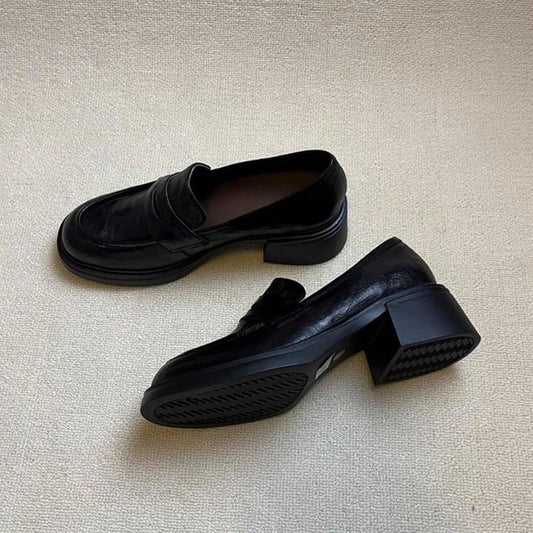 Women's Minimalist Retro Casual Loafers, Soft Bottom Comfortable Platform Slip-On Leather Shoes