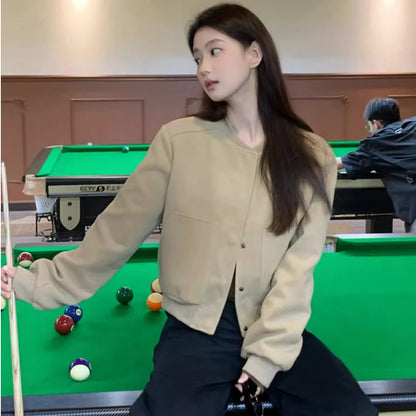 Retro Short Baseball Jacket Women's Niche Loose Casual