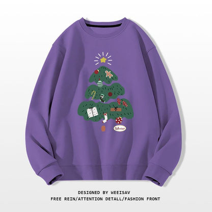 Christmas Tree Design Round-neck Pullover Leisure