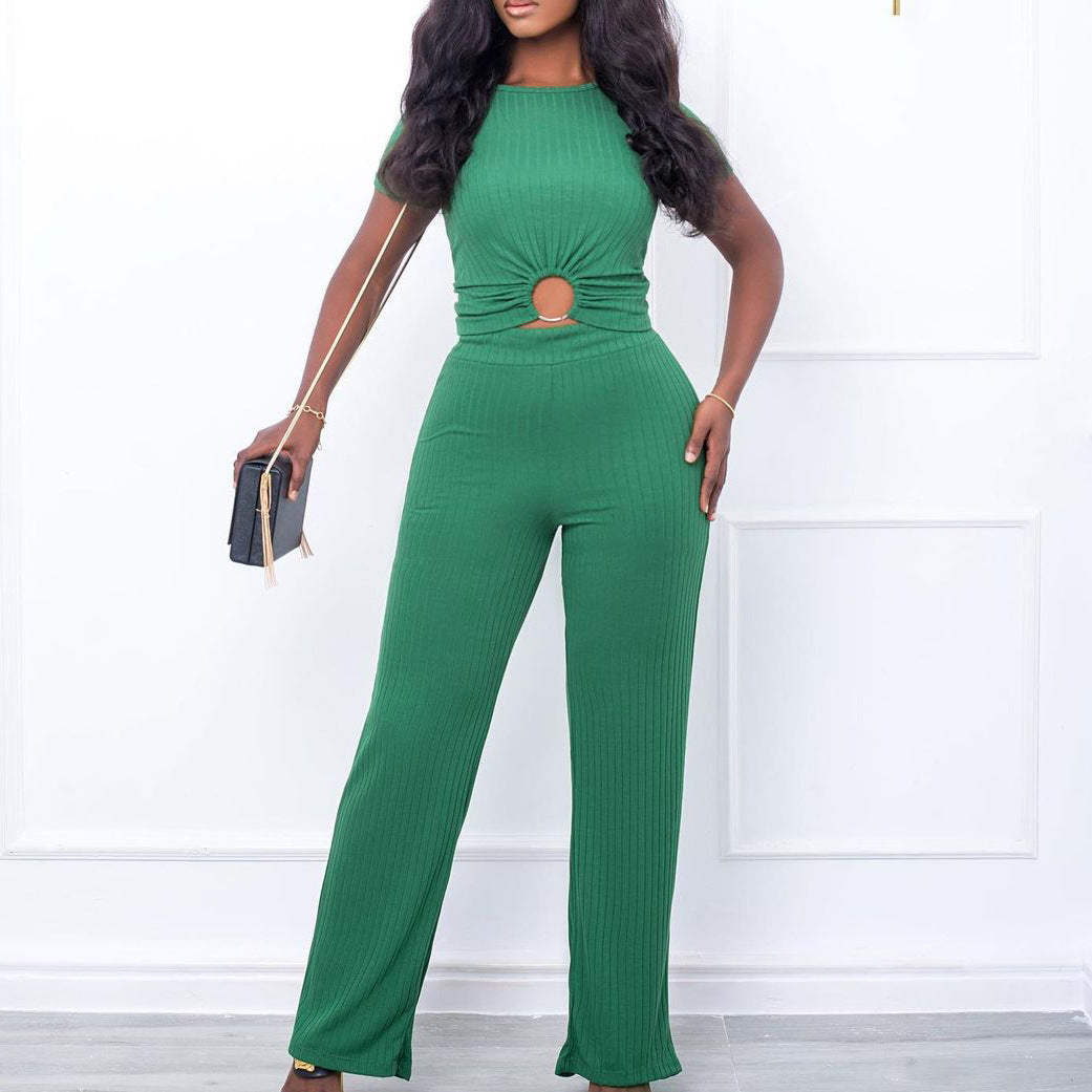 Solid Color Casual Suit For Women