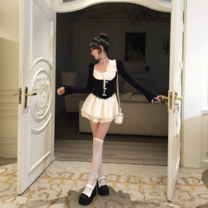 Autumn New Sweet Elegance High-grade Suspender Dress Suit