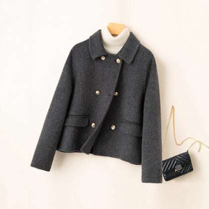 Double-sided Women's Short Small-sized High-grade Wool Overcoat