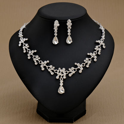 Rhinestone Pearl Earrings & Necklace Set for Women