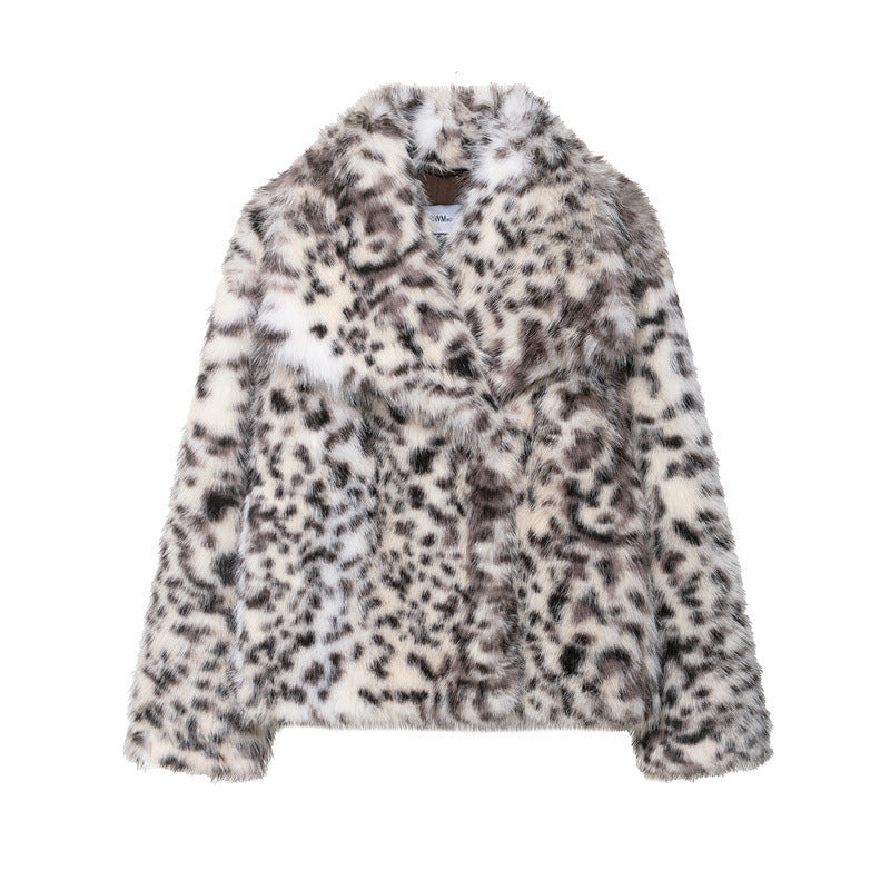 Women's Printed Faux Fur Jacket Coat