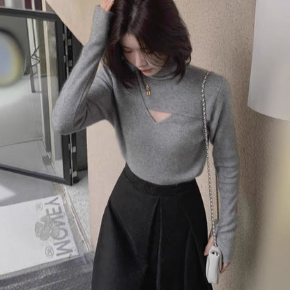 Women's Spring Autumn Underwear Turtleneck Slim Top