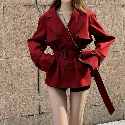Versatile Loose Slimming Suit Collar Mid-length Coat